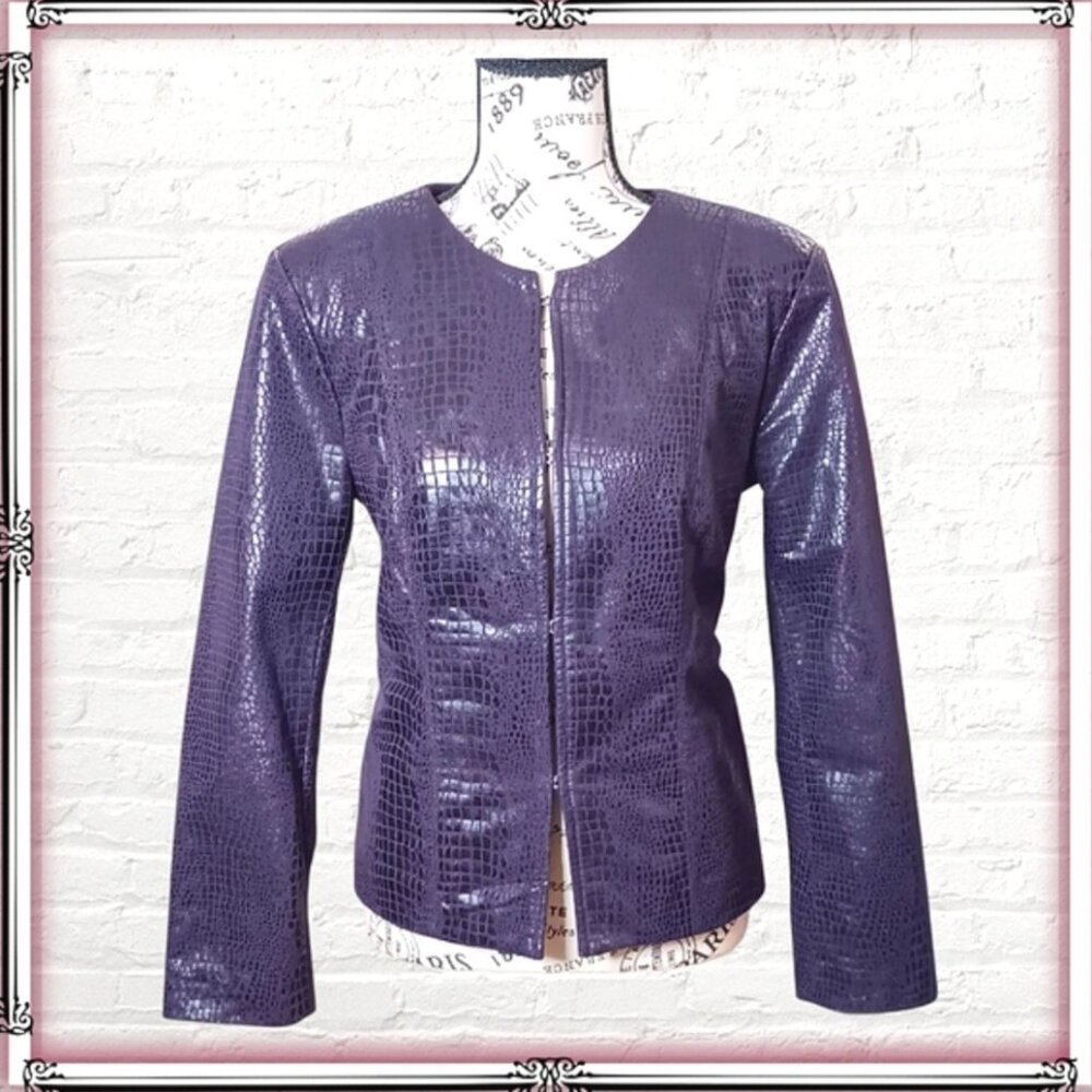 Vntg Kim Rogers Purple Snakeskin Leather Jacket